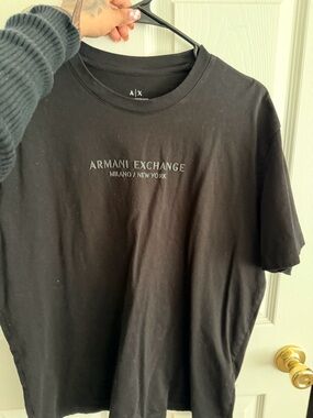 Armani Exchange Black Logo Crew Tee with Subtle Text